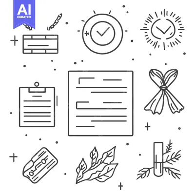 Aset premium populer: Collection of simple hand drawn icons with various thematic elements