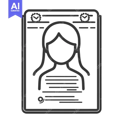 Premium design asset: A document featuring a portrait of a woman and certification badges