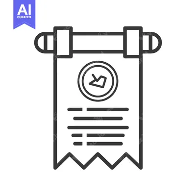 Aset desain premium: A black and white icon depicting a document with a design