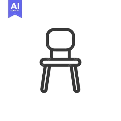 Aset premium populer: Minimalist Chair Icon: Simple, Modern Design on White Background