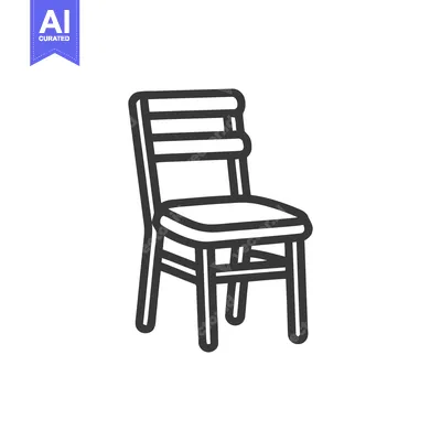 Aset premium populer: Minimalist Chair Icon: Simple Line Art Illustration on White Backgroun
