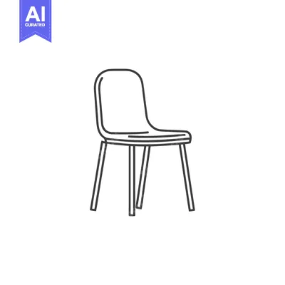 Aset premium populer: Minimalist Chair Outline: Simple Black Line Drawing on White Backgroun