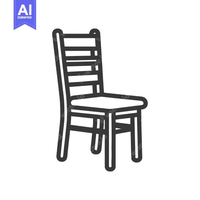Aset premium populer: Minimalist Line Art: Classic Wooden Chair with Ladder Back Design on W