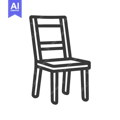 Aset desain premium: Minimalist Chair Icon: Simple Line Art Design on White Background