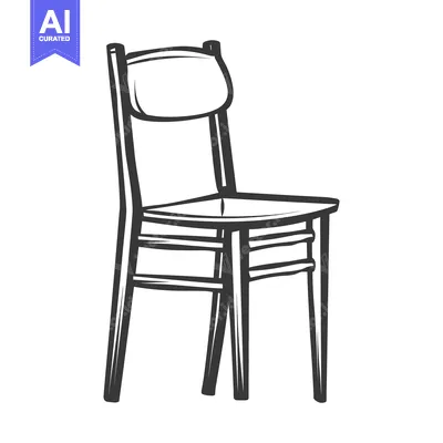 Aset premium populer: Simple illustrated monochrome image of a wooden chair for seating