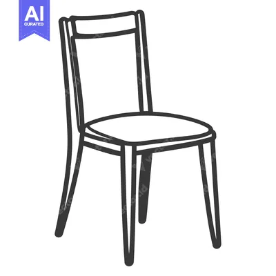 Premium design asset: Simple black outline of a wooden chair on white background