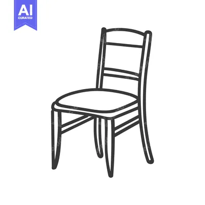 Popular premium asset: Simple vector image depicting a wooden chair with curved back support
