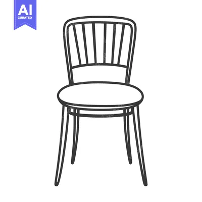 Aset premium populer: A simple black and white illustration depicts a wooden chair