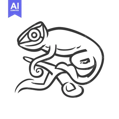 Aset desain premium: A stylized illustration depicting a reptile perched on a branch