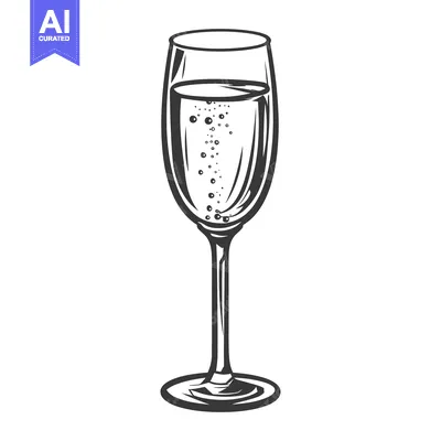 Aset premium populer: A simple drawing of a champagne flute filled with bubbles