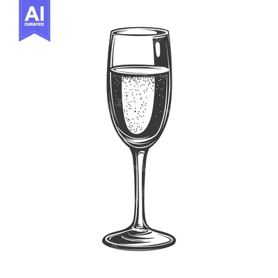 Premium design asset: An elegant champagne flute filled with sparkling celebratory beverage
