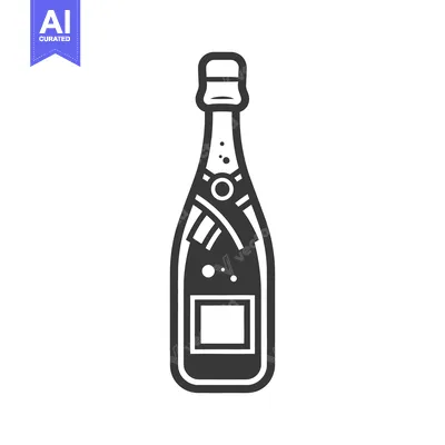 Aset premium populer: A monochrome illustration of a champagne or sparkling wine bottle