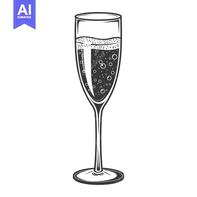 Aset premium populer: A tall elegant glass filled with sparkling bubbly beverage
