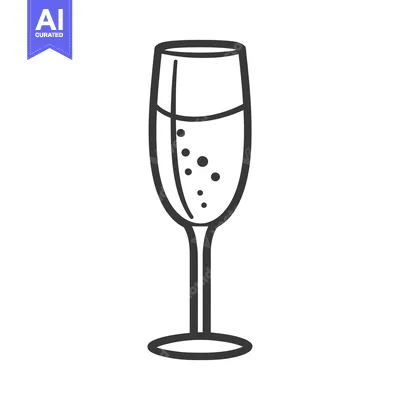 Aset desain premium: A tall elegant champagne flute filled with sparkling bubbly liquid