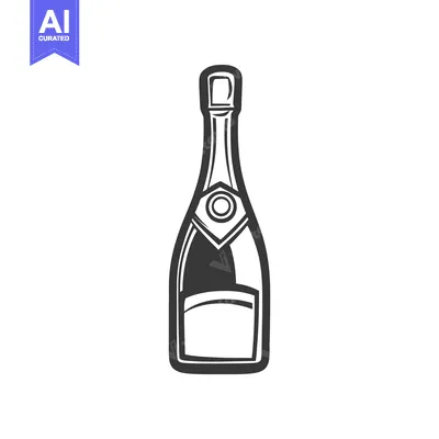 Aset desain premium: An elegant illustration depicting a champagne bottle ready to celebrat