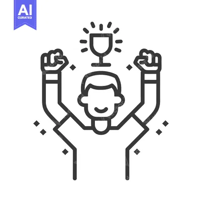 Premium design asset: Person celebrating achievement and success with a trophy overhead