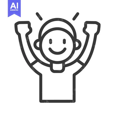 Aset desain premium: A happy person with arms raised celebrating in vector style
