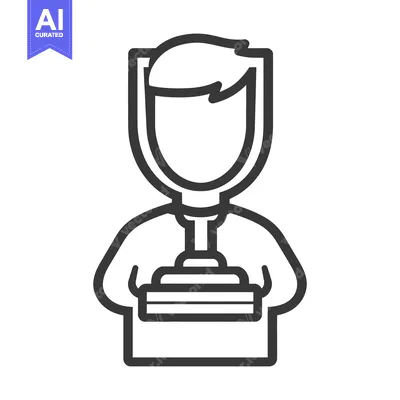 Aset premium populer: The illustration represents a person holding a trophy or award icon