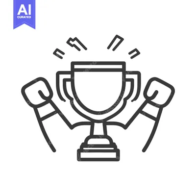 Premium design asset: Simple illustration of a trophy with boxing gloves.
