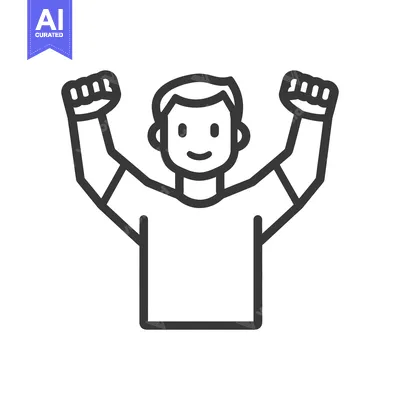 Popular premium asset: Illustration of a person celebrating with arms raised in the air