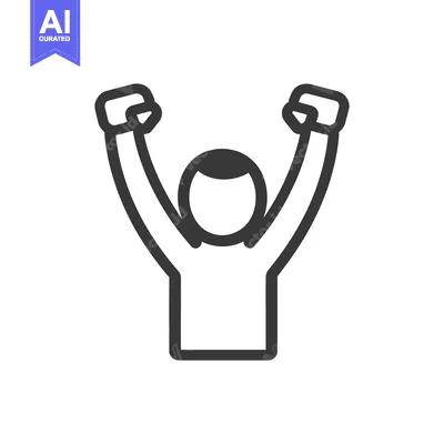 Aset desain premium: Simple illustration of a person with arms raised in victory