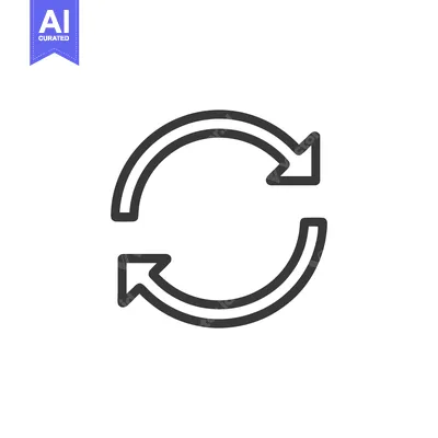 Aset desain premium: Circular Arrows: Simple Black Outline Icon on White Background