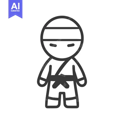 Aset desain premium: A black and white image of a martial artist figure