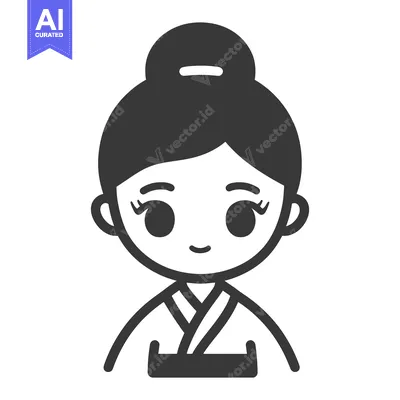 Aset desain premium: A simple illustrated depiction of a smiling woman