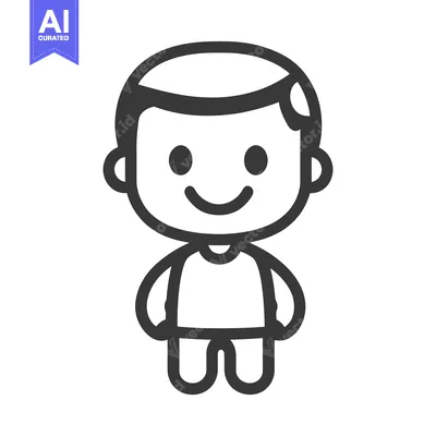 Aset desain premium: A simple smiling cartoon character illustration of a young person