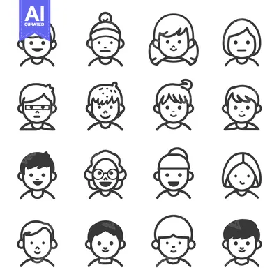 Popular premium asset: A collection of simple line art portraits of diverse people