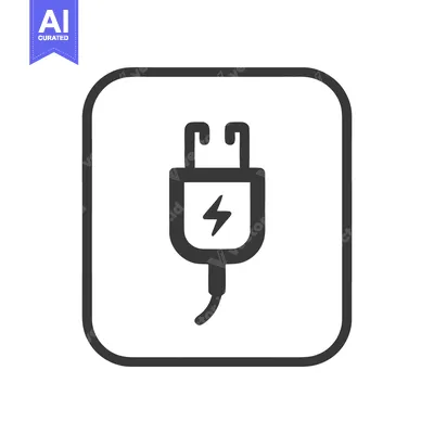 Aset premium populer: Minimalist Power Plug Icon with Lightning Bolt in Rounded Square Frame