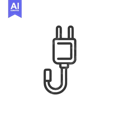 Premium design asset: Minimalist Line Art: European Plug with Rounded Connector on White Bac