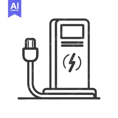 Aset desain premium: Electric Vehicle Charging Station Icon: Modern Outline Design