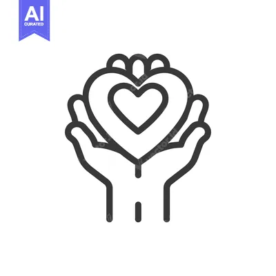 Aset desain premium: Two hands holding a heart showing love and care