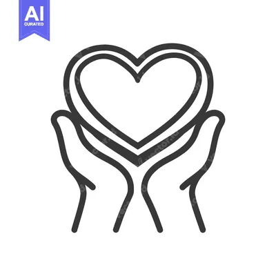 Aset desain premium: The symbol of a heart held gently within open hands