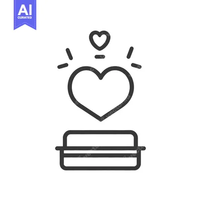 Aset premium populer: Simple line drawing of a heart floating above a platform
