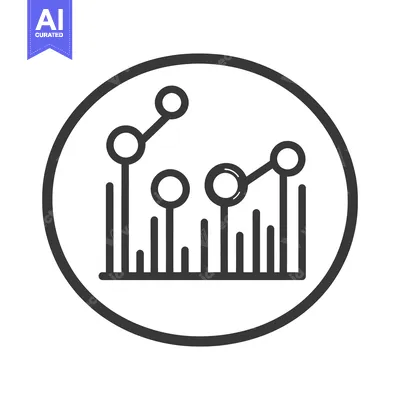 Aset premium populer: A circular graphic featuring data points on a rising bar graph