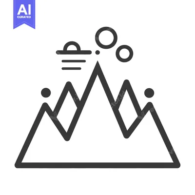 Popular premium asset: Black and white illustration of a mountain range with clouds