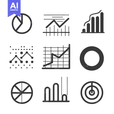Aset desain premium: Several different graphic representations of business data are shown