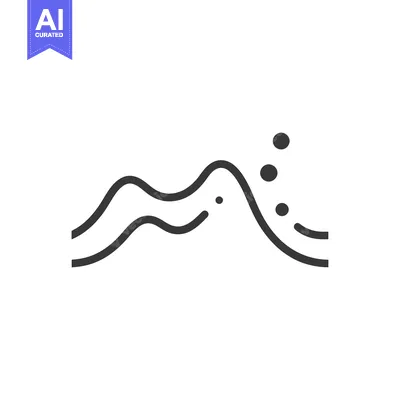 Premium design asset: A simplistic graphic of mountains and rising bubbles from below