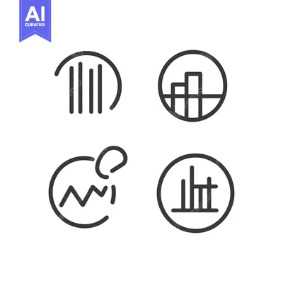 Popular premium asset: Four simple black and white data and financial chart icons