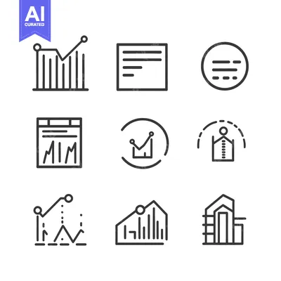 Aset desain premium: A Collection of Outlined Charts and Graphic Information Icons