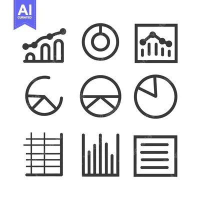 Aset premium populer: A collection of graphic icons representing data visualizations and cha