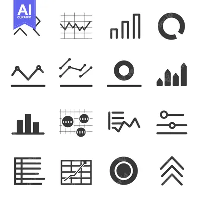 Aset desain premium: A collection of graphical chart icons illustrating data and informatio