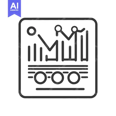 Aset premium populer: A black and white icon showing data and process visualizations