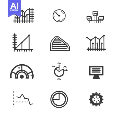 Premium design asset: Collection of different graphic icons depicting data and charts