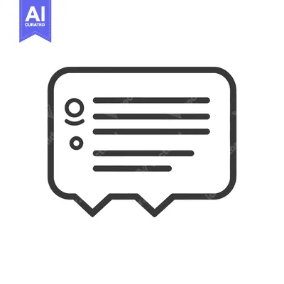 Aset desain premium: A simplistic icon showing a message box with text
