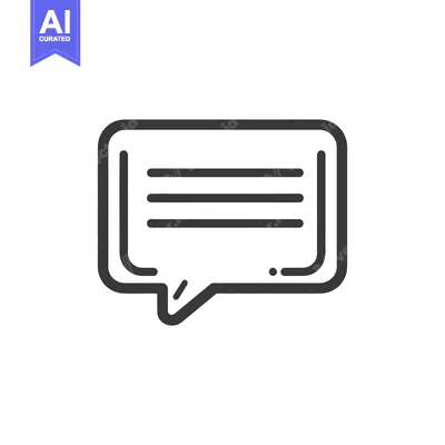 Aset desain premium: A graphic black and white speech bubble with lines inside