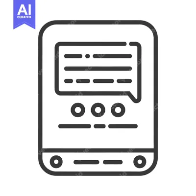 Aset desain premium: A digital device displaying a text message conversation in outline for