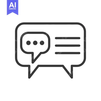 Aset desain premium: A black outline icon depicting conversation and communication bubbles